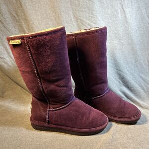 BEARPAW EMMA TALL WINTER BOOTS PURPLE SHEEPSKIN Womens SIZE 5